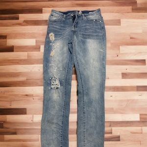 Antonella Serio Made in Italy Beaded Denim Sz Lrg. Stretch Jeans